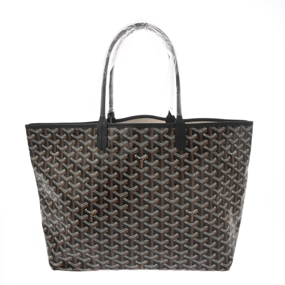 GOYARD Saint Louis Herringbone Black Leather Tote Bag